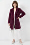 Women's Collared Belted Cotton Burgundy Coat - 2