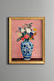 Spring Flowers in a Blue Patterned Vase - Vintage Patterned Frame - Slim Model
