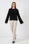 Women's Round Neck Soft Textured Knitwear Black Sweater - 4