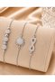 Women's Silver Color 3-Piece Steel Bracelet Set with Zircon Stones, Sun and Infinity Figures, Combination Jewelry - 2