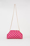 Women's River Pink-Mint Polka Dot Lined Handbag and Shoulder Bag with Removable Chain Strap