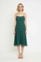 Women's Thin Strap Pool Collar Sleeveless Printed Tulle Knitted Midi Dress Lined Daily Casual Modern Stylish - 4