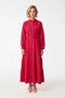 Women's Maxi Dress High Neck Half Placket Belted A-Line Cut Long Sleeve Woven Casual Daily Modern - 4
