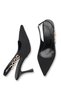 Women's Pointed Toe Open Back Thin Heeled Shoes 0012123 Matte Black - 5