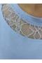 Plus Size Women's Blouse with Lace Detail on the Collar and Sleeves and Stone Cherry Figure - 7