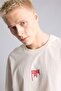 100% Cotton Boxy Fit Crew Neck Back Printed Short Sleeve Ecru T-Shirt I2345Ax26Sm - 5