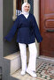 Navy Blue Waist Tie Jacket - 3