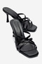 Women's Thin Strap Heeled Slippers – Square Toe Stylish Casual and Evening Slippers Leroy Black