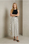 Women's Beige Black Polka Dot Skirt with Oval Linen Hem Yy101395 - 6