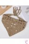 Summer Bohemian Circular Floral Motif Knitted Hair Bandana Beige - Crochet Perforated Mesh Knitted Triangle Bandana - 2