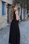 Women's Open Shoulders, Open Waist, Lace Trim, Slit, Long Janjan Crepe Dress - 4