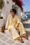 Women's Yellow Double-Breasted Collar Tie-Detail Double Suit - 2