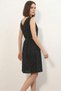 Women's V-Neck Belted Polka Dot Black Dress - 6