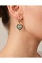 Nazarielle Nazar Beaded Heart Dangle Hoop Steel Earrings - 2
