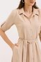 Women's Belted Beige Shirt Dress - 2