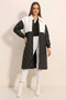Women's Shirt Collar Plush Detailed Oversize Quilted Patterned White Coat - 4