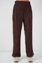 Women's High Waist Textured Brown Trousers - 2