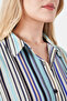 40293 Blue Cotton Soft Fabric Striped Dress - 4
