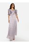 Embellished Waist Draped Puff Sleeve Maxi Dress - 2