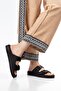 Wilie Women's Black Rubber Double Buckle Poly Sole Slippers - 4