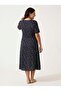 Women's Plus Size Midi Dress Daisy Print V-Neck Short Sleeve Buttoned - 7