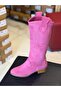 Ptn Eliz Women's Short Heel Suede Laser Cut Perforated Summer Boots - 3