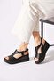 Hunas Direkli Genuine Leather Women's Sandals Black Skin - 2
