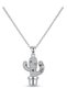 316L Steel Chain Silver Color Cactus Detailed Women's Necklace