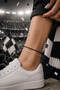 Set of 2 Black and White Fan Bracelets Adjustable Unisex Macrame Lucky String - 4