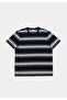 Regular Fit Round Neck Striped Men's Navy Blue Short Sleeve T-Shirt - 5