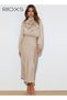Women's Long Sleeve Mock Neck Satin Dress Dress, Elastic High Waist Long Party Dress for Ladies, Sum