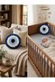 Nazar Boncuğu Decorative Pouf Pillow - Velvet Textured Throw Pillow Special for Baby Room & Living Room