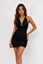Black Halter Neck Degaje Collar Backless Mini Summer Fit Dress