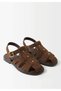 Brown Suede Cross-Strapped Cage Design Daily Comfort Sandals - 3