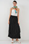 Women's Long Crinkled Skirt 1472 - Black - 3