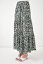 Women's Patterned Long Skirt 1468 - Emerald Green - 4