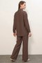Women's Brown Suit with Scarf Detail - 5