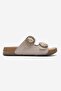 Double Buckle Women's Slippers Beige - 2