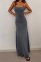 New Season Women's Black Flowy Sandy Fabric Rope Strap Round Neck Maxi Dress - Timeless Elegance Series - 6