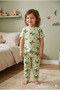 Girl's Short Sleeve 2-Piece Pajama Set 100% Cotton Single Jersey Animal Patterned