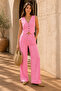 Women's Linen Textured Vest and Trousers 2-Piece Set - Pink - 2
