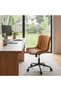 Ergonomic Home Office Desk Chair with Wheels Comfy Armless Criss Cross Chair with Back Adjustable Height Modern Leather Upholstered Swivel Vanity Chair Small Cute Rolling Task Chair Tan