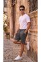 Men's Smoked Pique Fabric Stylish Comfortable Double-Leg Shorts with Pockets