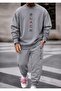 Unisex Wide Cut Zero Neck and Sweatpants Set with Black Print