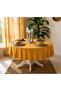 Aura Cotton Fabric Mustard Yellow Round Tablecloth Stain Resistant Water Repellent - 3