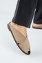 Jimena Women's Genuine Leather Flat Sabo Mink Slippers with Open Front Detail