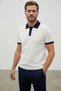 Interview Polo Collar Rayon Thin Knitwear Ecru-Navy Blue T-Shirt - 2