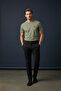 Men's Ottoman Fabric Crew Neck Green T-Shirt - 185 - 2