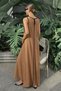 Women's Off the Shoulders Slim Striped Detail Long Viscose Dress - 3