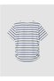 New Season Blue Striped Drawstring Girls' T-Shirt - 3